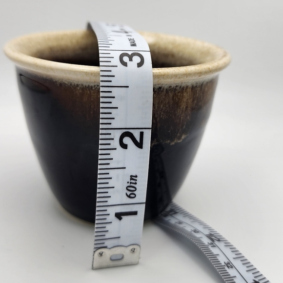 Vintage Brown Drip Glazed Pottery Custard Cup, Made In the USA - Picture 2 of 4